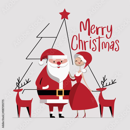 Santa family charismas abstract poster  photo