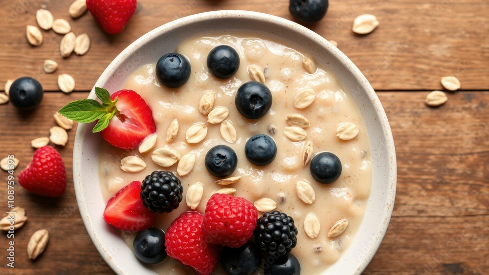 Start Your Day Right with a Delicious Bowl of Creamy Oatmeal Topped with Fresh Berries and Crunchy Granola - A Nutritious andying Breakfast for a Healthy Morning Routine