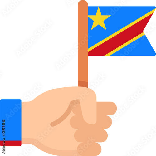 Flag In Hand Icon of Democratic Republic Of The Congo Flag