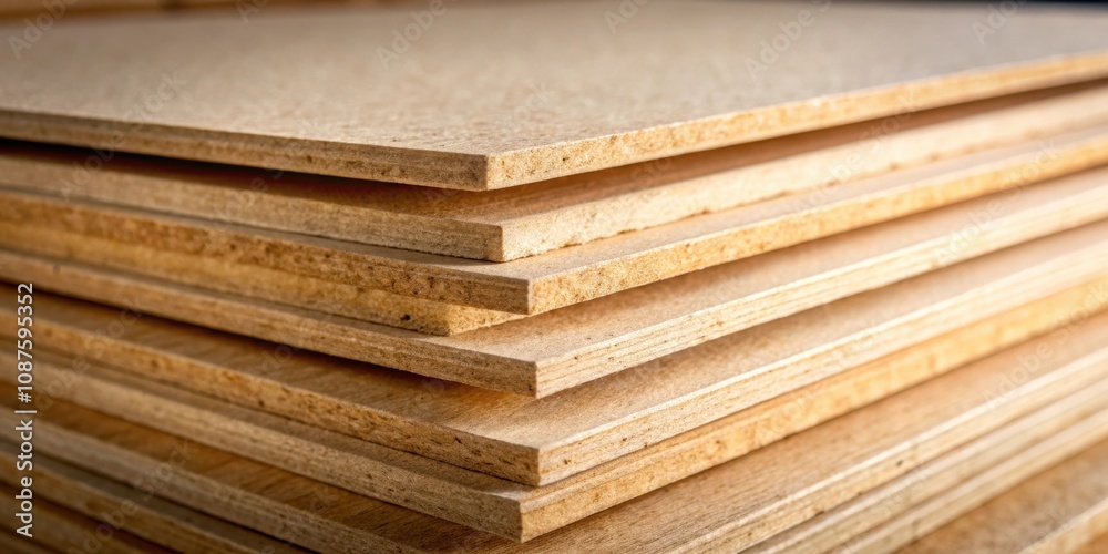 A neatly stacked pile of raw, unpainted wooden panels, showcasing the natural grain and texture of the wood