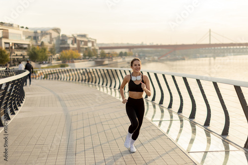 Joyful jogger enjoying a mo...