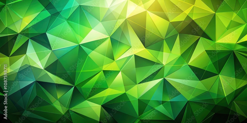 Abstract Green Geometric Background with Interlocking Triangles and a Subtle Light Source Abstract Green Geometric Background with Interlocking Triangles and a Subtle Light Source