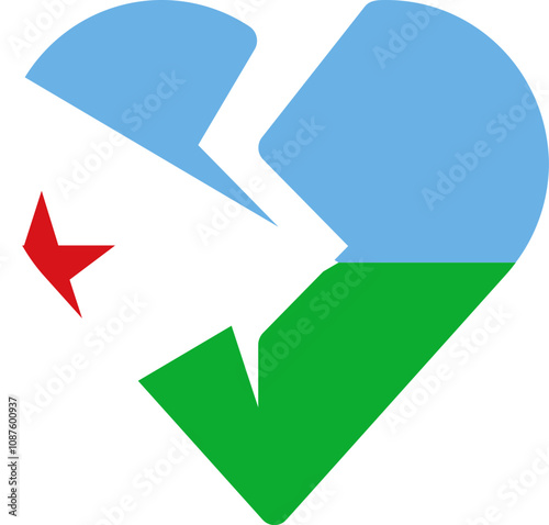 Djibouti Flag On Broken Heart Icon