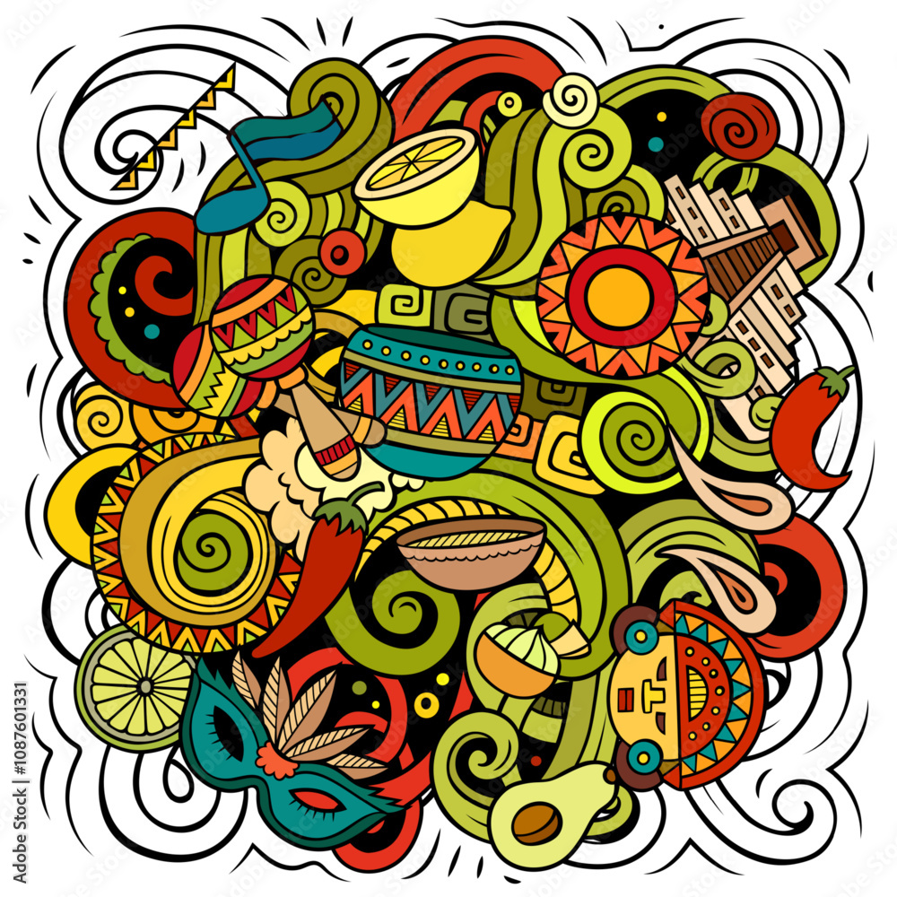 Latin America cartoon vector illustration. Latin American objects and symbols Latin America cartoon vector illustration. Latin American objects and symbols