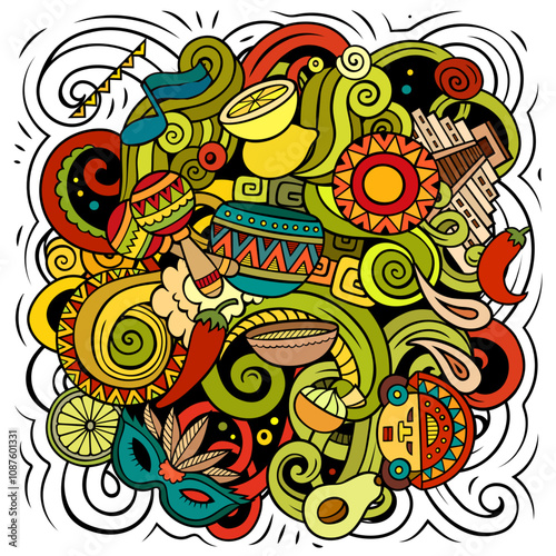 Latin America cartoon vector illustration. Latin American objects and symbols