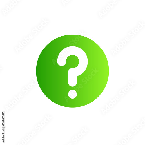 Flat Green Question Mark Icon in Round Shape PNG