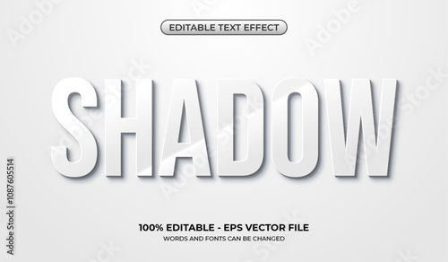 3D Shadow text effect on a white background. Editable bold white graphic styles