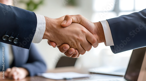 Two men shaking hands in a business meeting