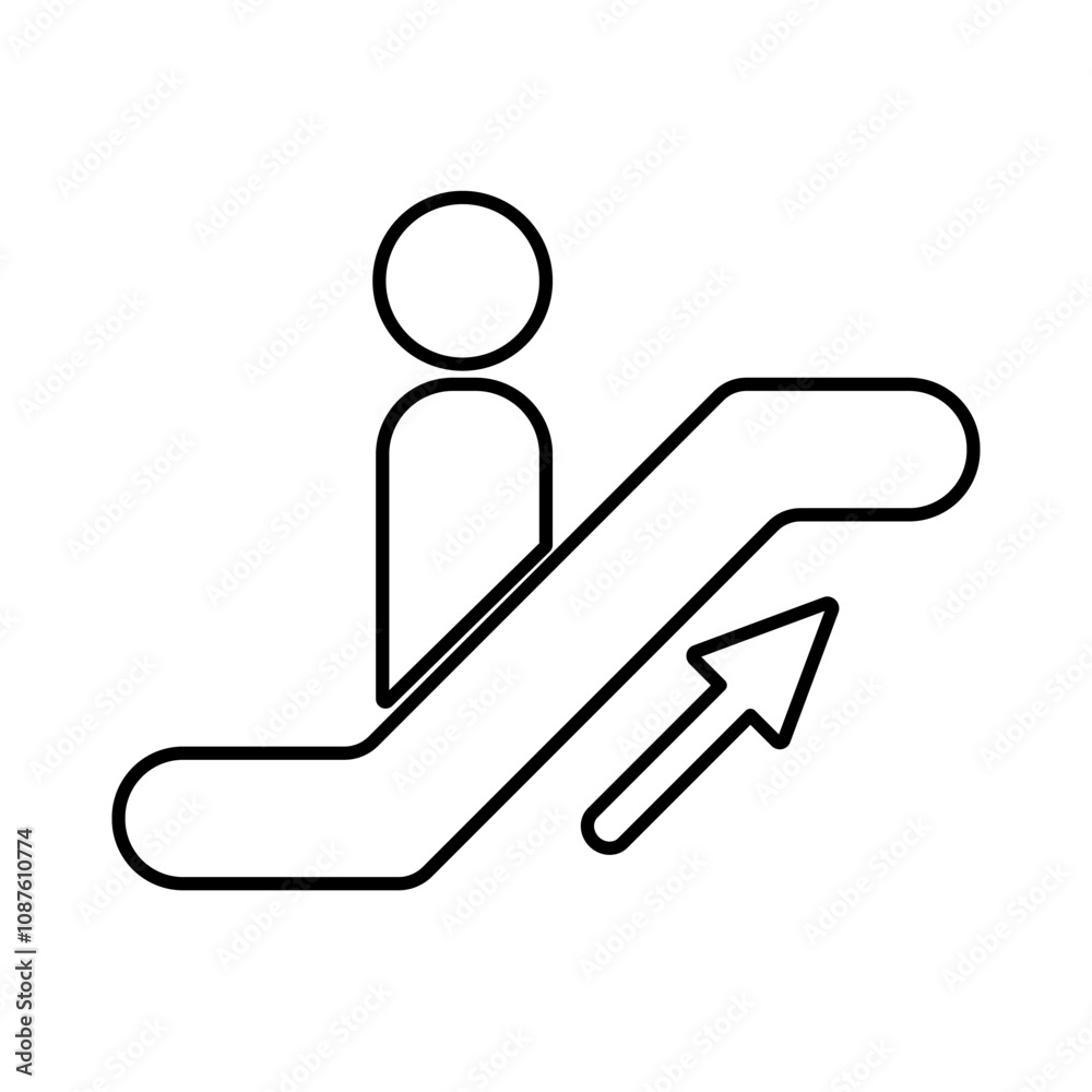 escalator icon of glyph style design vector template icon sign logo symbol vector illustration, isolated on white