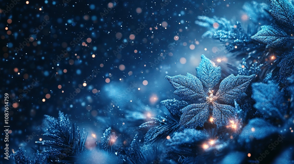 Sparkling Blue Christmas Ornament Winter Scene Sparkling Blue Christmas Ornament Winter Scene