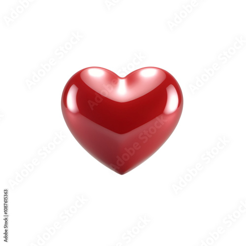Red shiny 3D heart isolated on transparent or white background