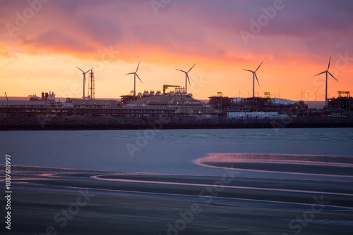 Sunset on a beach in Belgium, Knokke.