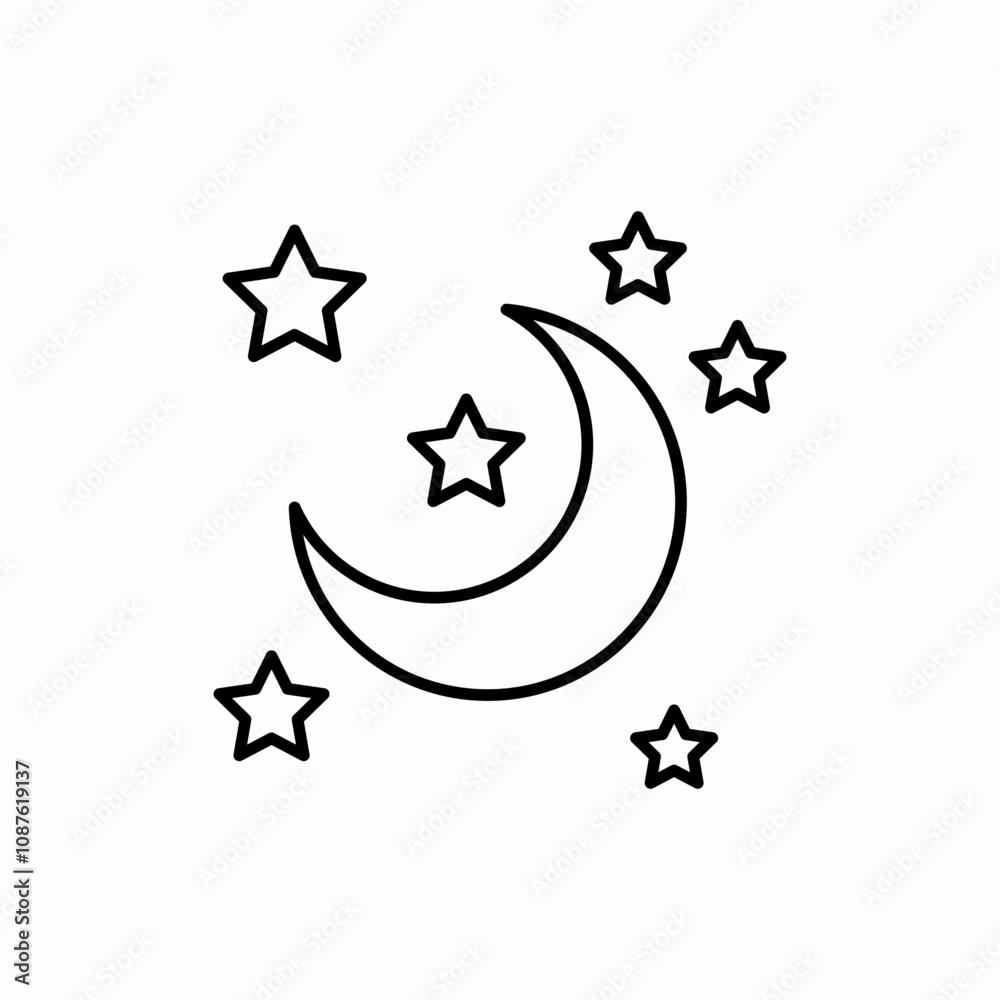 crescent moon night stars icon vector sign crescent moon night stars icon vector sign