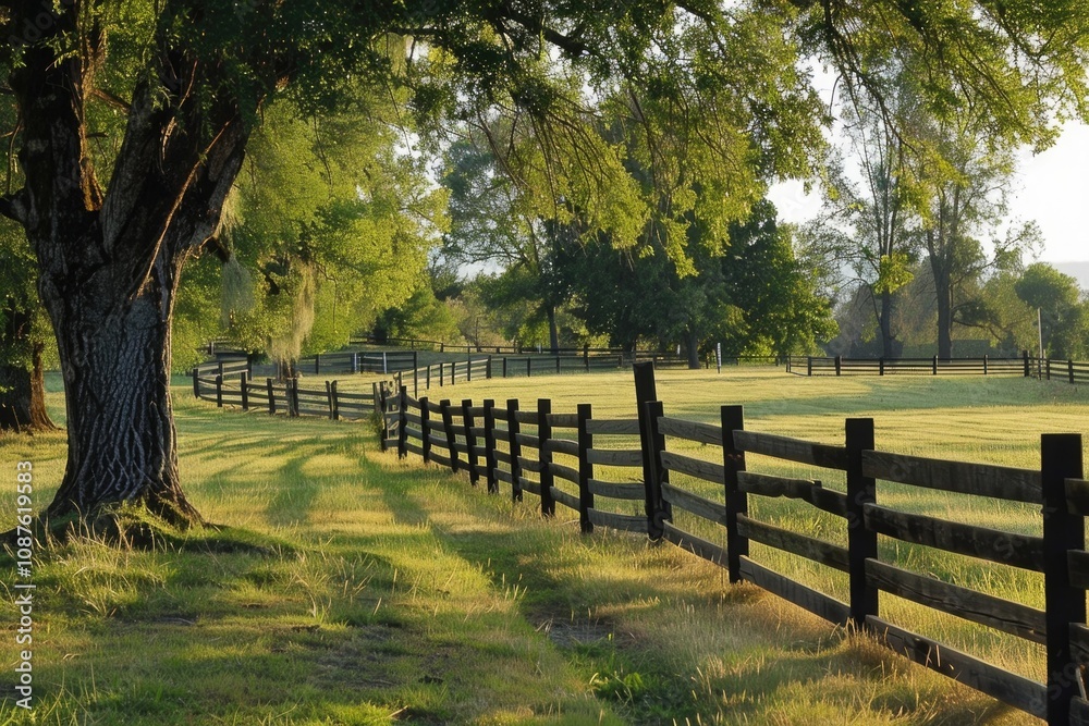 Farm Fencing. Electric Boundary for Cattle Grazing in Pasture Farm Fencing. Electric Boundary for Cattle Grazing in Pasture