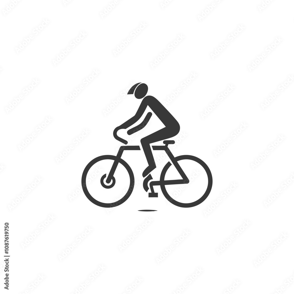 Simple Stick Figure Illustration of a Person Riding a Bicycle