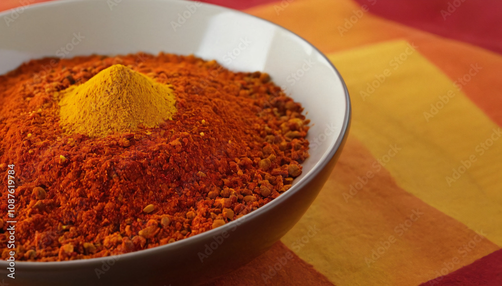 Mix of colorful spices, such as turmeric, paprika, and saffron Mix of colorful spices, such as turmeric, paprika, and saffron