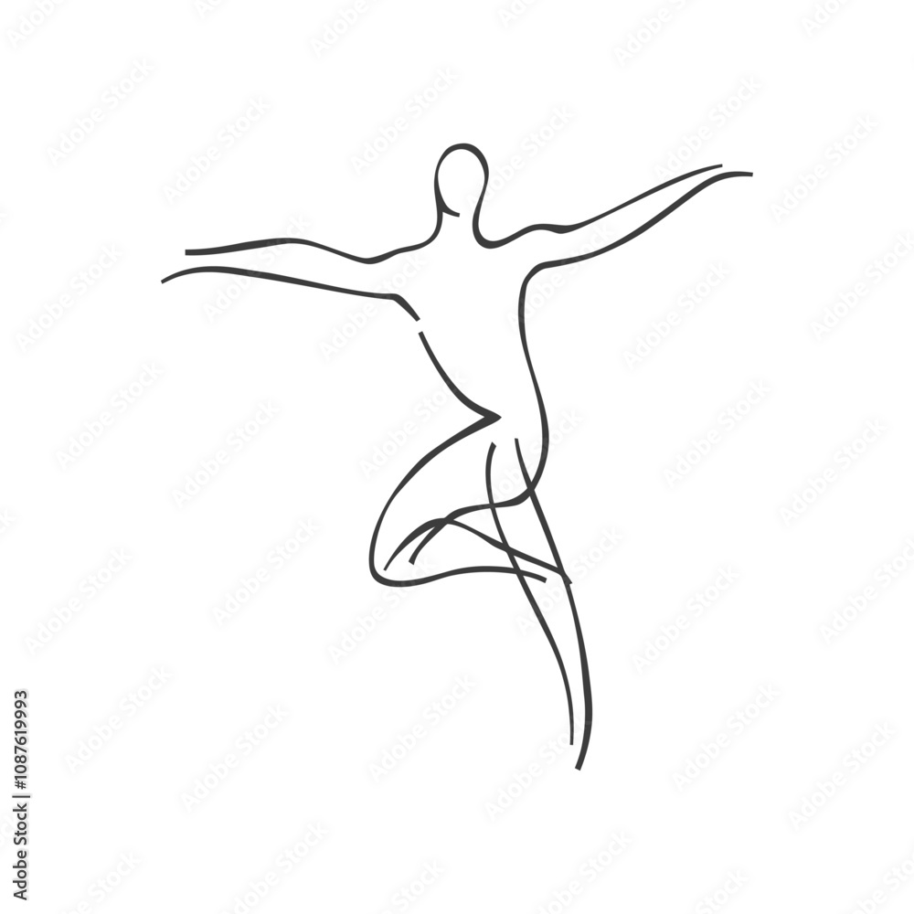 Single Line Drawing of a Person in a Yoga Pose Single Line Drawing of a Person in a Yoga Pose