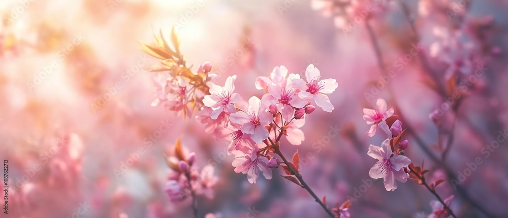 Beautiful pink cherry blossoms in full bloom Beautiful pink cherry blossoms in full bloom