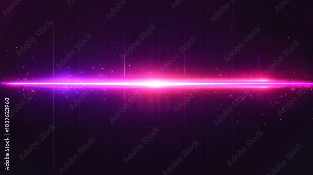 Bright pink and purple light streak with glowing particles on dark background. Bright pink and purple light streak with glowing particles on dark background.