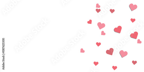 Love valentine background with pink petals of hearts on transparent background.