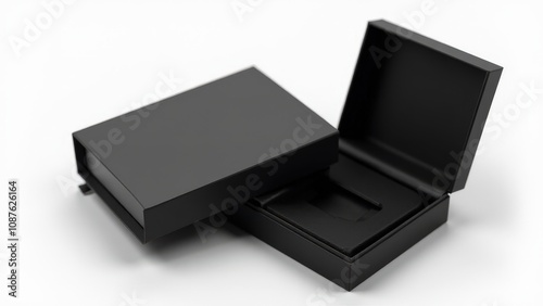 A photorealistic magnet box mockup showcasing a sleek black magnetic box, ideal for premium packaging displays.