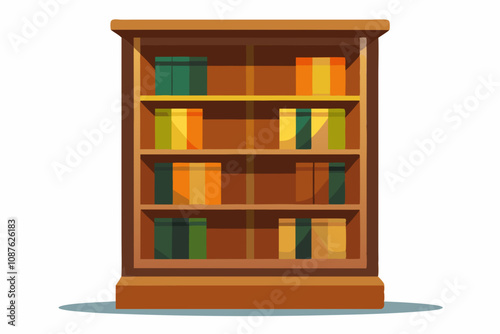 Wooden books cabinet icon