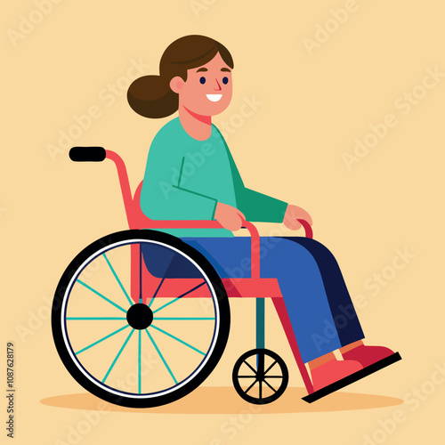 Vector illustration of a disabled woman in a wheelchair