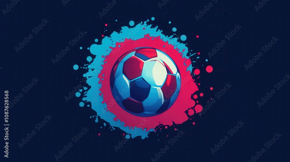 Fototapeta premium soccer ball on colorful splashes background