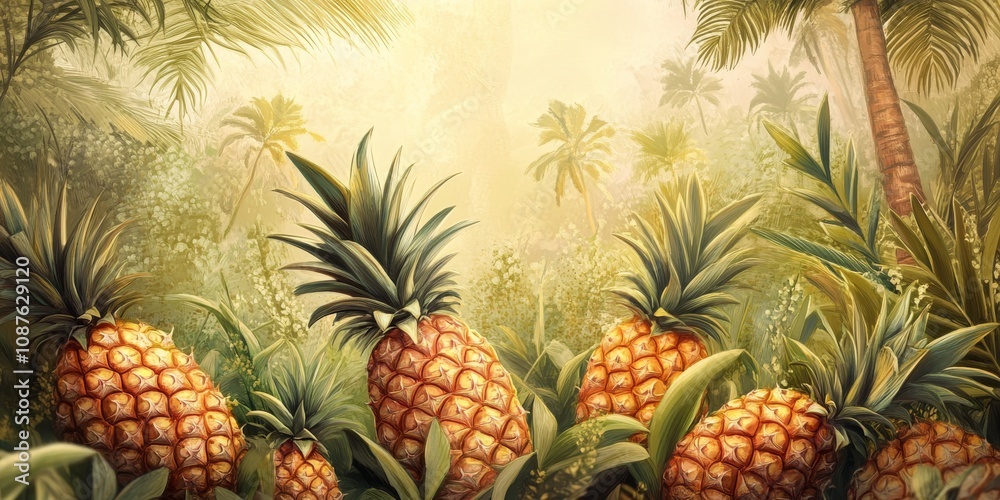 Fresh pineapples are vibrant tropical fruits thriving in a lush garden setting. This image showcases fresh pineapples surrounded by a natural background, emphasizing their allure as tropical fruits. Fresh pineapples are vibrant tropical fruits thriving in a lush garden setting. This image showcases fresh pineapples surrounded by a natural background, emphasizing their allure as tropical fruits.