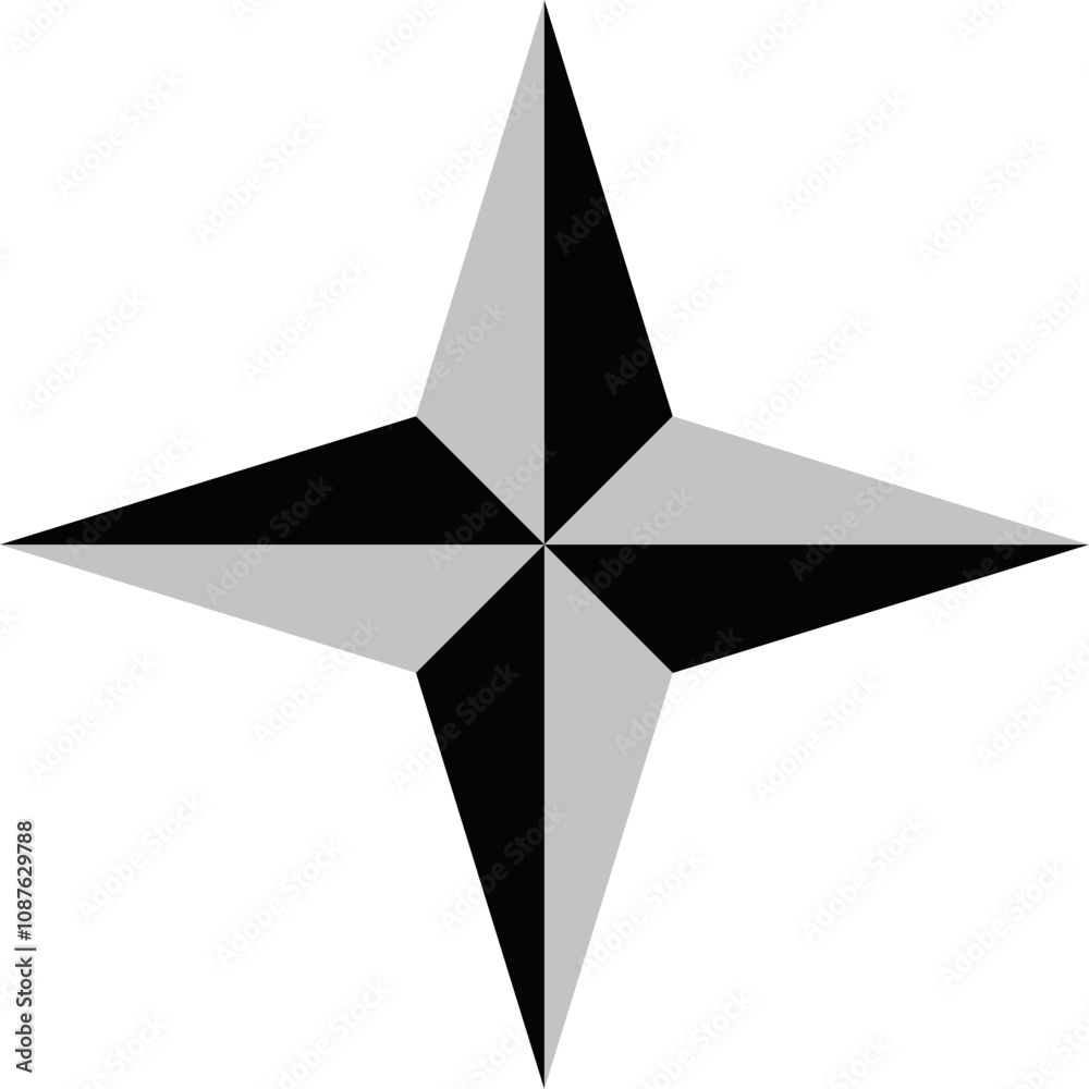 A four pointed star of grey color A four pointed star of grey color