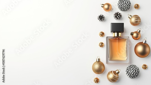 Elegant perfume with festive decorations.