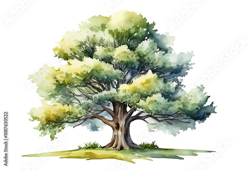 green tree isolated on white stock illastration design photo