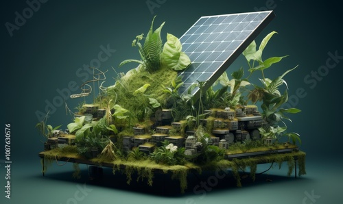 Solar Plantcore Inspired Artwork: Solar Panels Surrounded by Nature
