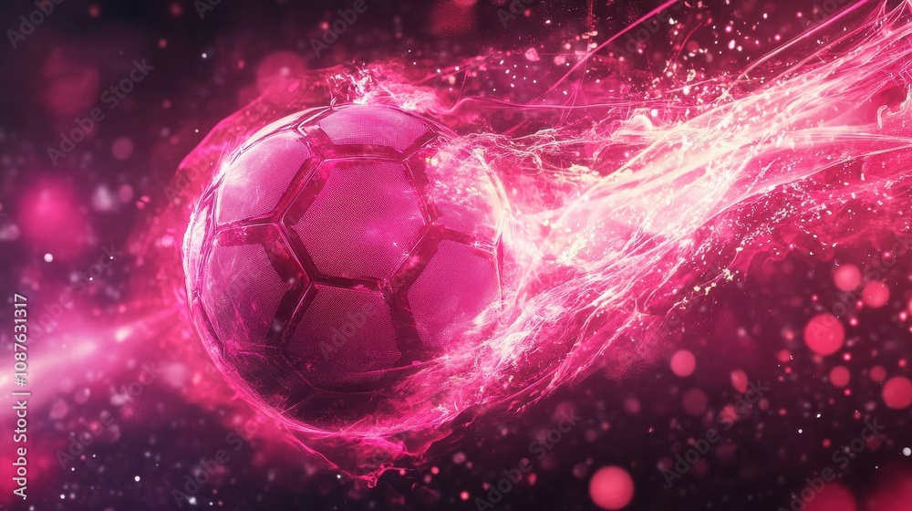 Fototapeta premium soccer ball on pink fire