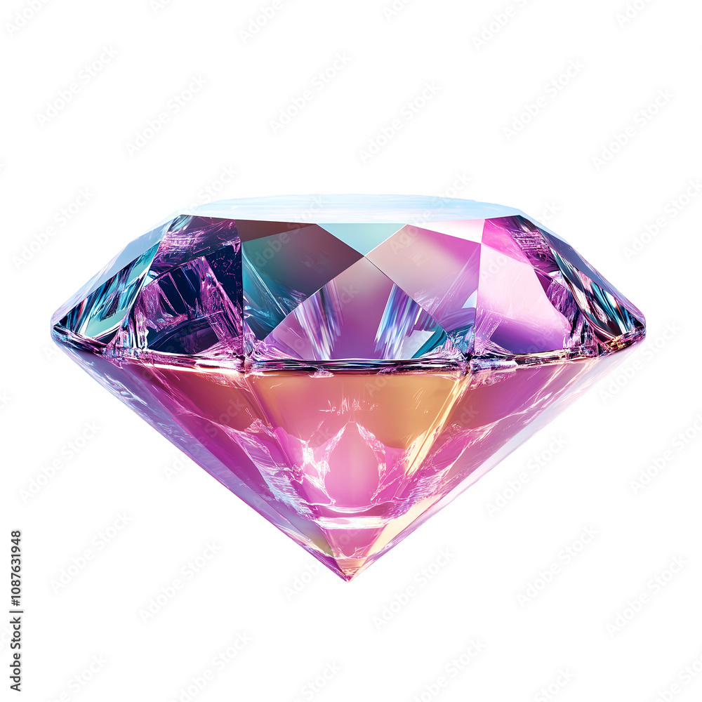 Colorful Pink and Blue Diamond with Sparkling Facets for Luxury Design Concepts, Cutout, Isolated on White Background Colorful Pink and Blue Diamond with Sparkling Facets for Luxury Design Concepts, Cutout, Isolated on White Background