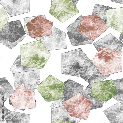 Seamless mosaic marble abstract geometrical pattern