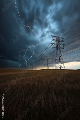 power lines and lightning