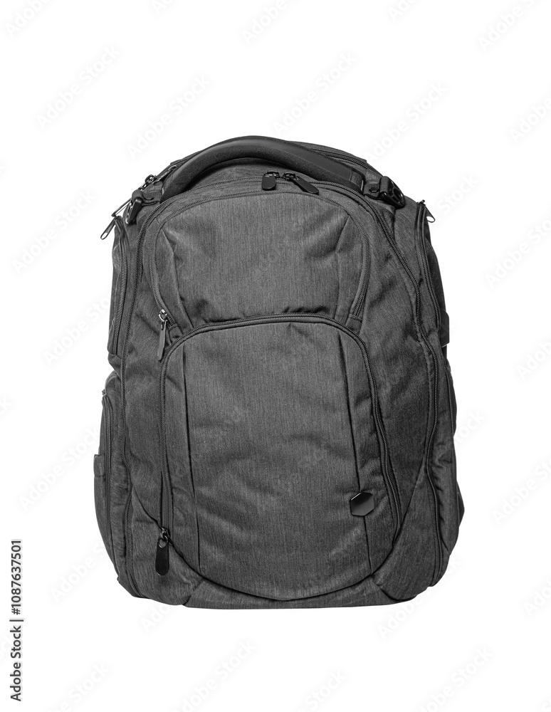 Fototapeta premium Black sports backpack isolated on white background.