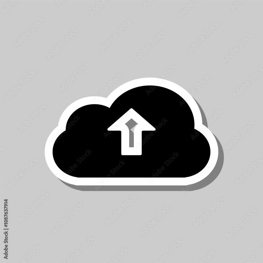 Upload simple icon vector. Flat design. Sticker with shadow on gray background Upload simple icon vector. Flat design. Sticker with shadow on gray background