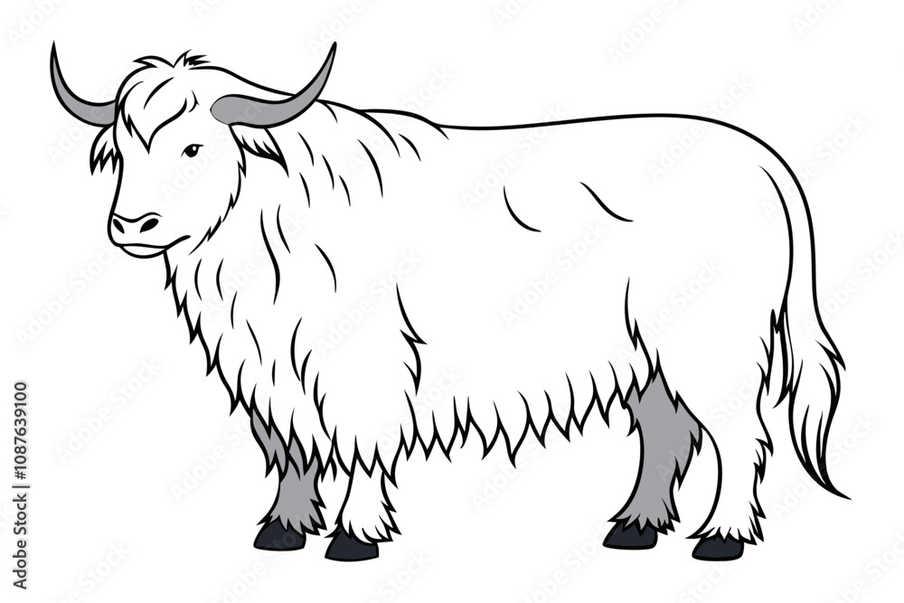 Obraz premium Stunning Line Silhouette Drawing of a Yak Simple Yet Captivating Artwork