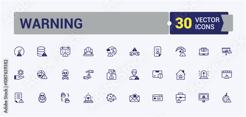 Alerts And Warning icon set. Related to danger, notification, attention, risk, accident, information, warning. Isolated icons design. Editable vector outline and solid icons.