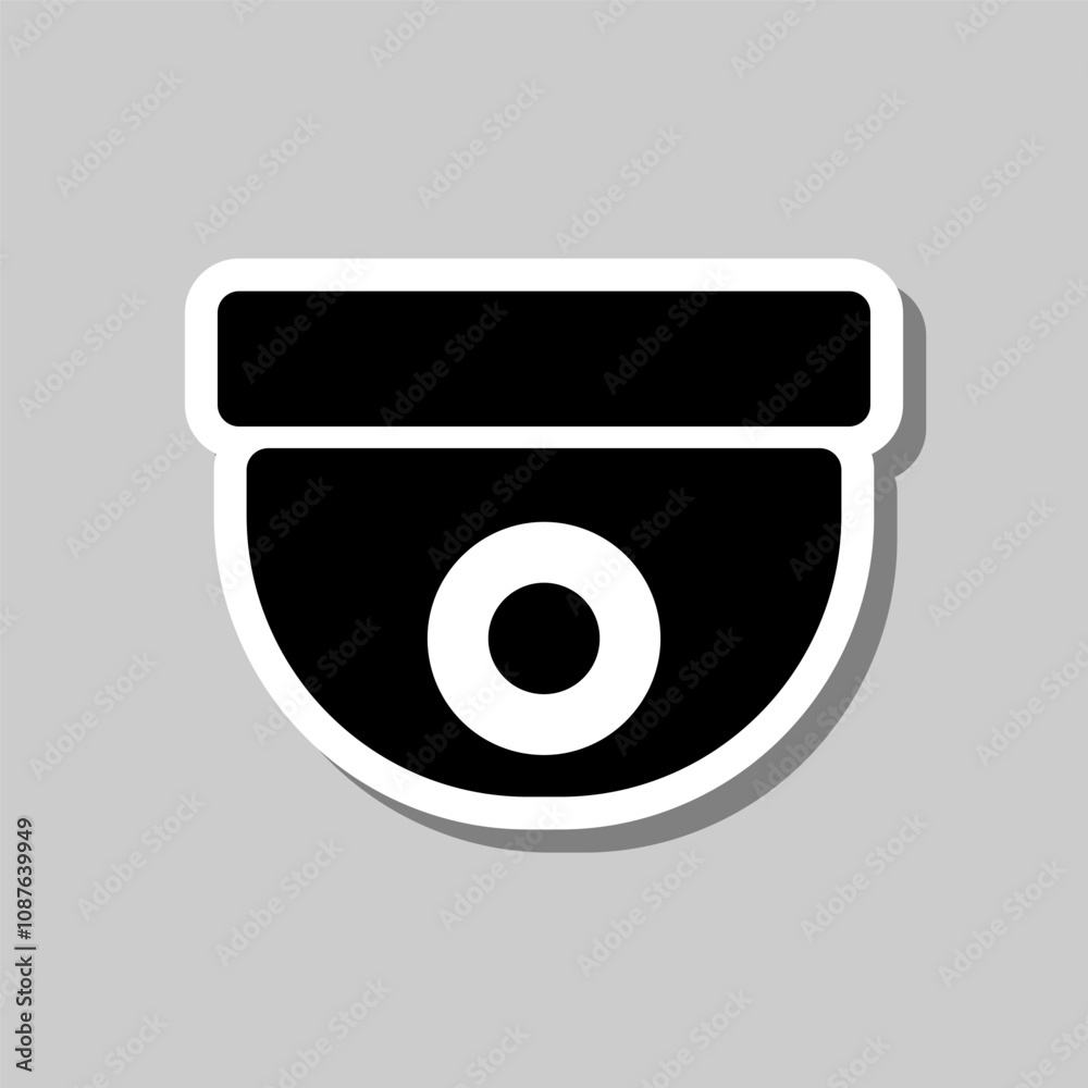 Security cam simple icon. Flat design. Sticker with shadow on gray background Security cam simple icon. Flat design. Sticker with shadow on gray background