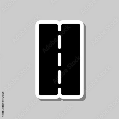 Road simple icon vector. Flat design. Sticker with shadow on gray background