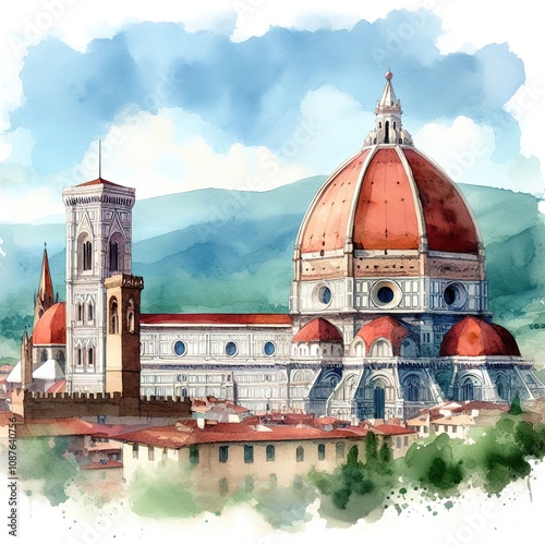 watercolors of Santa Maria del Fiore, Florence Cathedral.