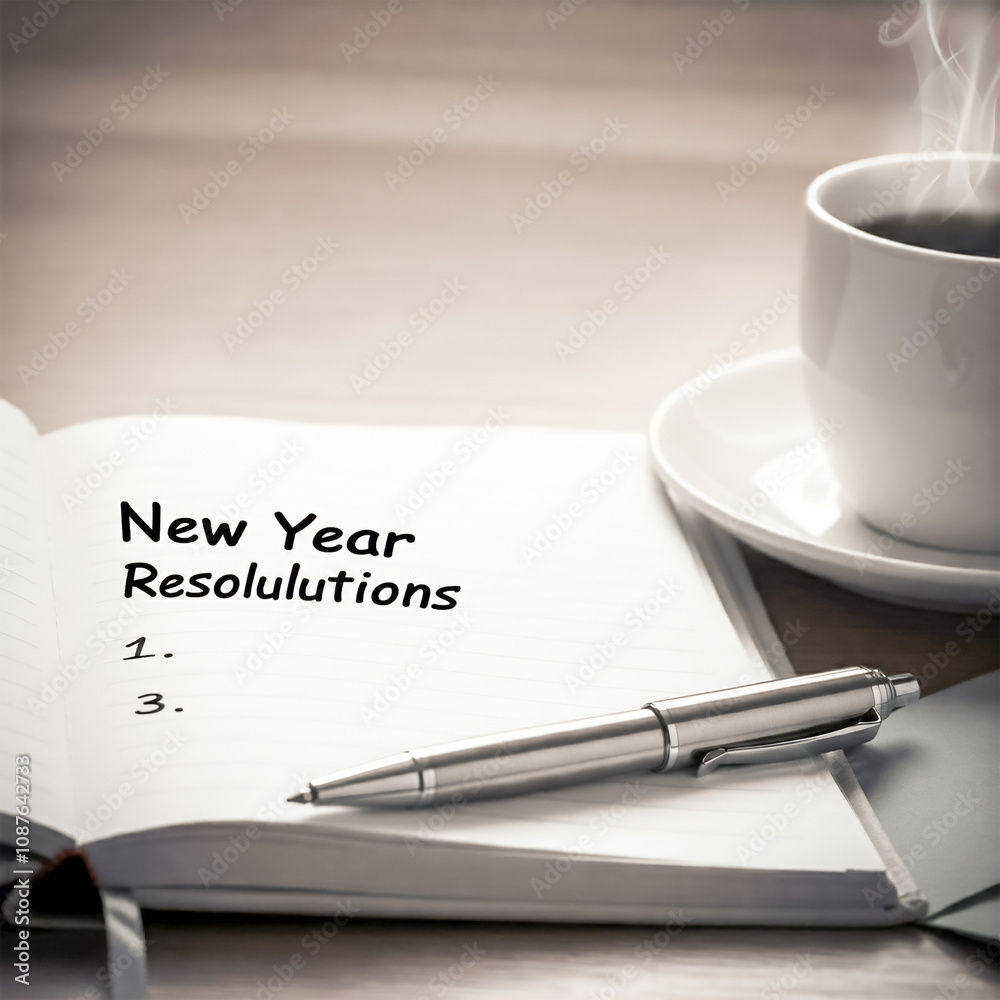 New Year Resolutions Notebook with Coffee and Pen-4 New Year Resolutions Notebook with Coffee and Pen-4