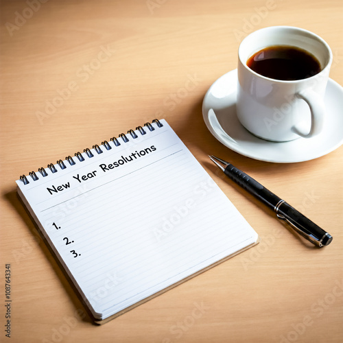 New Year Resolutions Notebook with Coffee and Pen-8