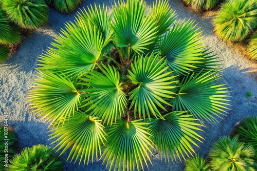 Top View Illustration of Washingtonia Filifera Desert Fan Palm in Vibrant Vector Style Design