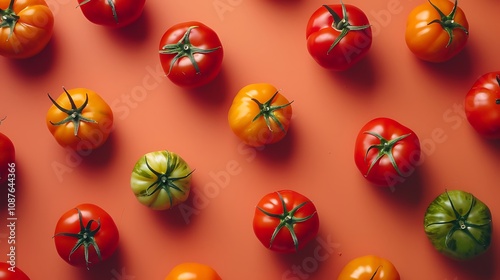 heirloom tomatoes on orange background