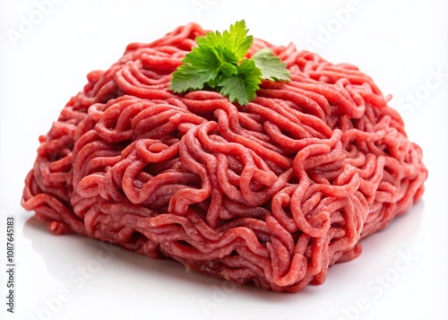 Wallpaper Mural Fresh minced beef, sharp focus, white backdrop.  A close-up food shot. Torontodigital.ca