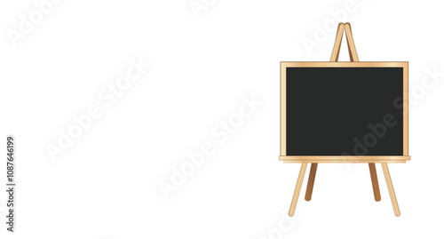 Empty Blackboard on Wooden Easel – Perfect for Classroom, Teaching, or Educational Displays isolated on white back ground